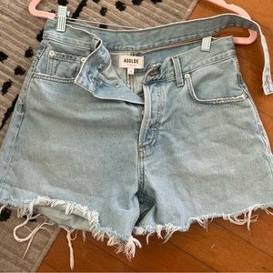 Agolde Light Wash Denim Cutoff Shorts